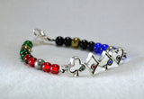 Kamen Rider Blade themed beaded bracelet with rhinestone decorated metal link - Kinetic Color Foundry
