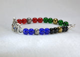 Kamen Rider Blade themed beaded bracelet with rhinestone decorated metal link - Kinetic Color Foundry