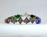 Kamen Rider Blade themed beaded bracelet with rhinestone decorated metal link - Kinetic Color Foundry