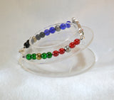 Kamen Rider Blade themed beaded bracelet with rhinestone decorated metal link - Kinetic Color Foundry