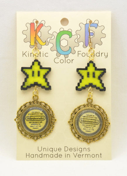 Nintendo Seal of Quality Earrings - Kinetic Color Foundry